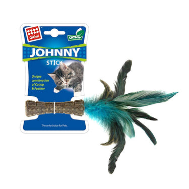Catnip “Johnny Sticks” with Natural Feather (Green)